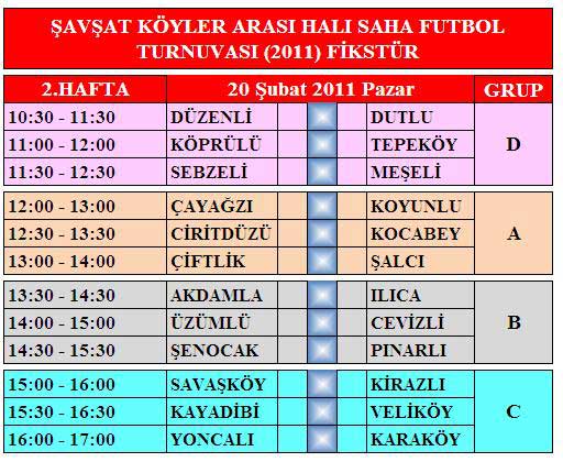 2. Hafta Maç Programı - 2011