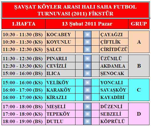 1. Hafta Maç Programı - 2011