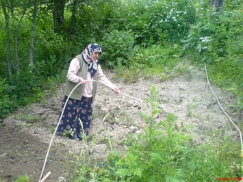 annem pançaturda bahça sularken